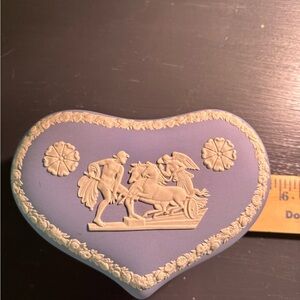 Wedgwood Blue Heart Jasperware Box with White Relief